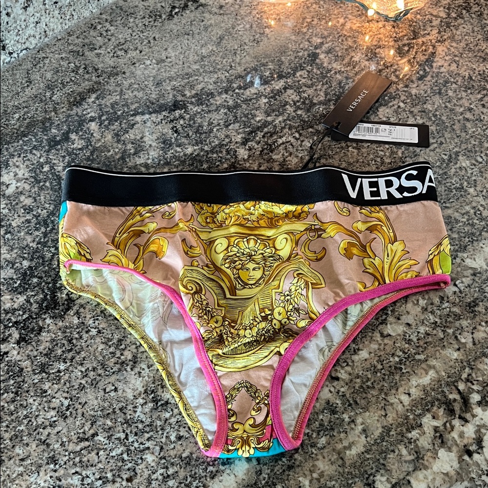 Versace Gold and Pink Baroque Briefs